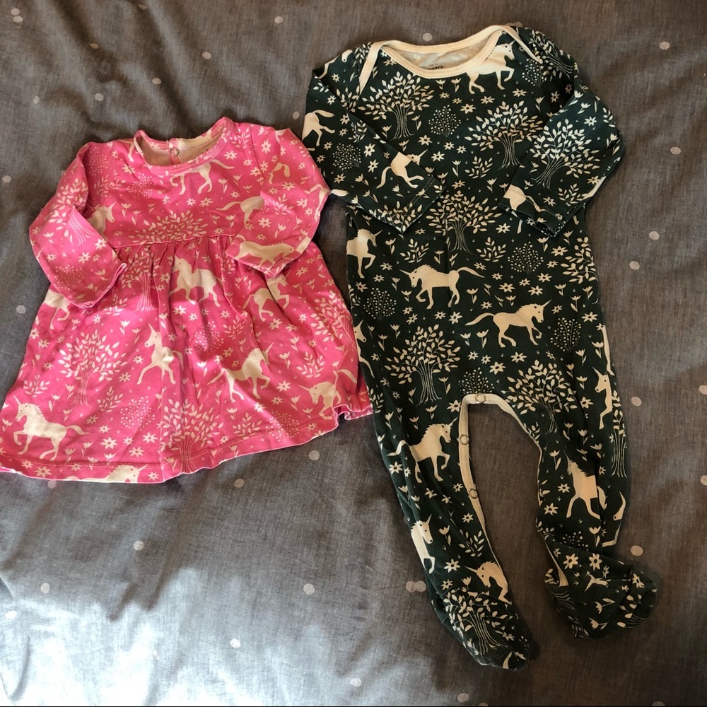 [bundle of 2] Winter Water Factory dress and footie pajamas. Size 6M. EUC.